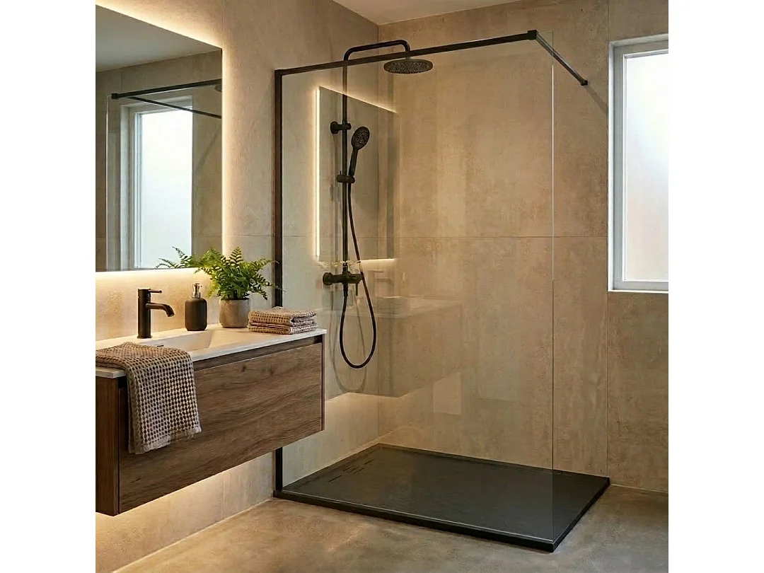 Duschwanne aus Kunstharz 140 x 90 Schwarz Essebagno