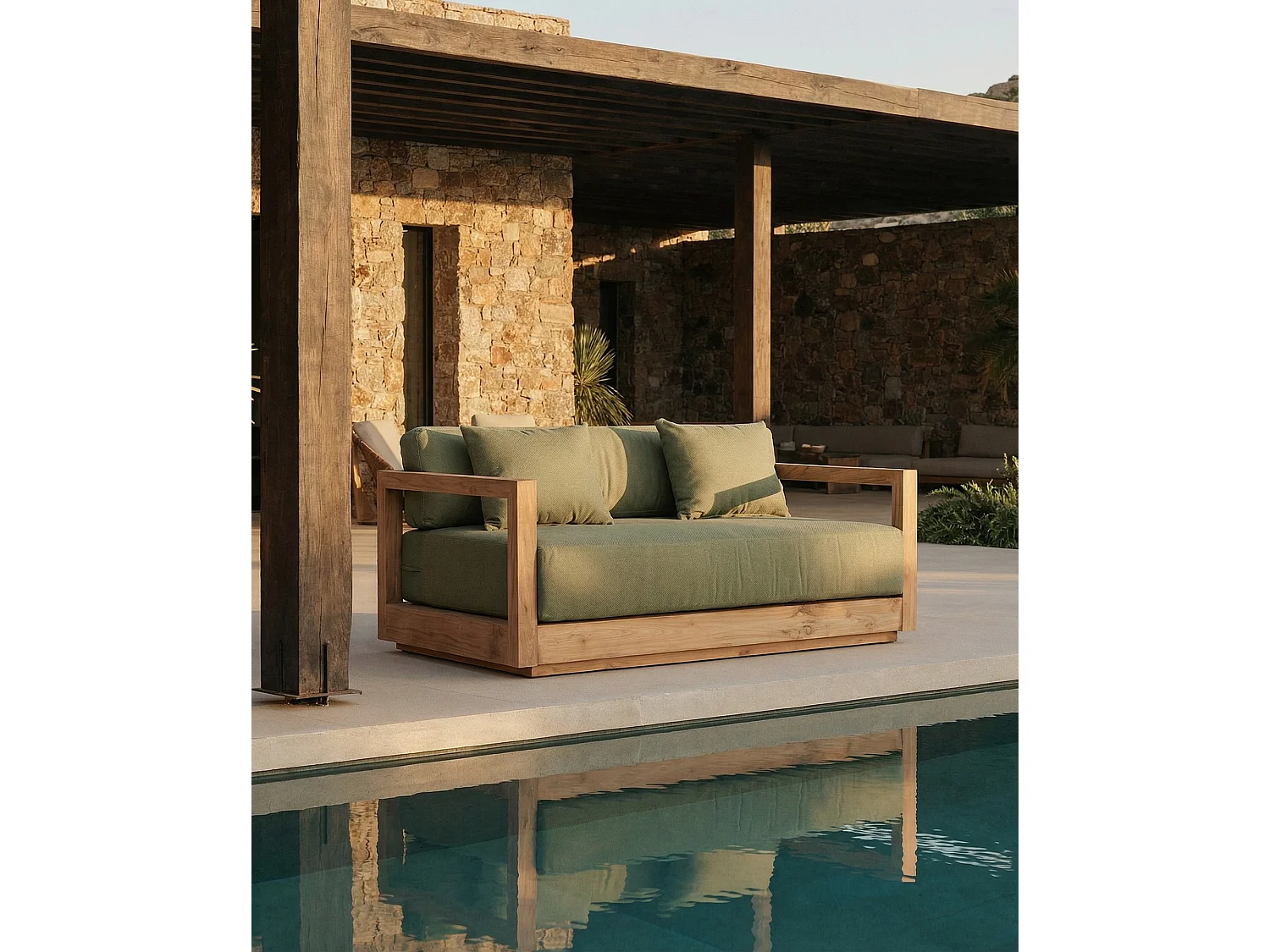 The Umalas Two Seater Sofa - Outdoor - Green Alga