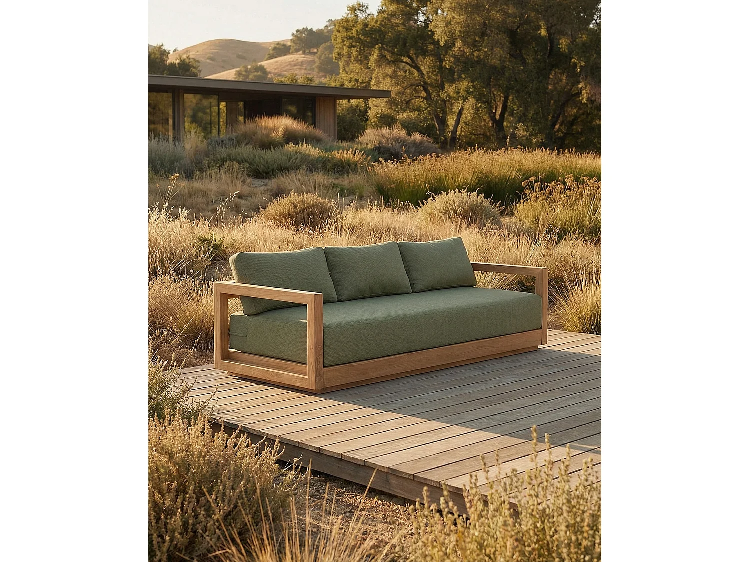 The Umalas Three Seater Sofa - Outdoor - Green Alga
