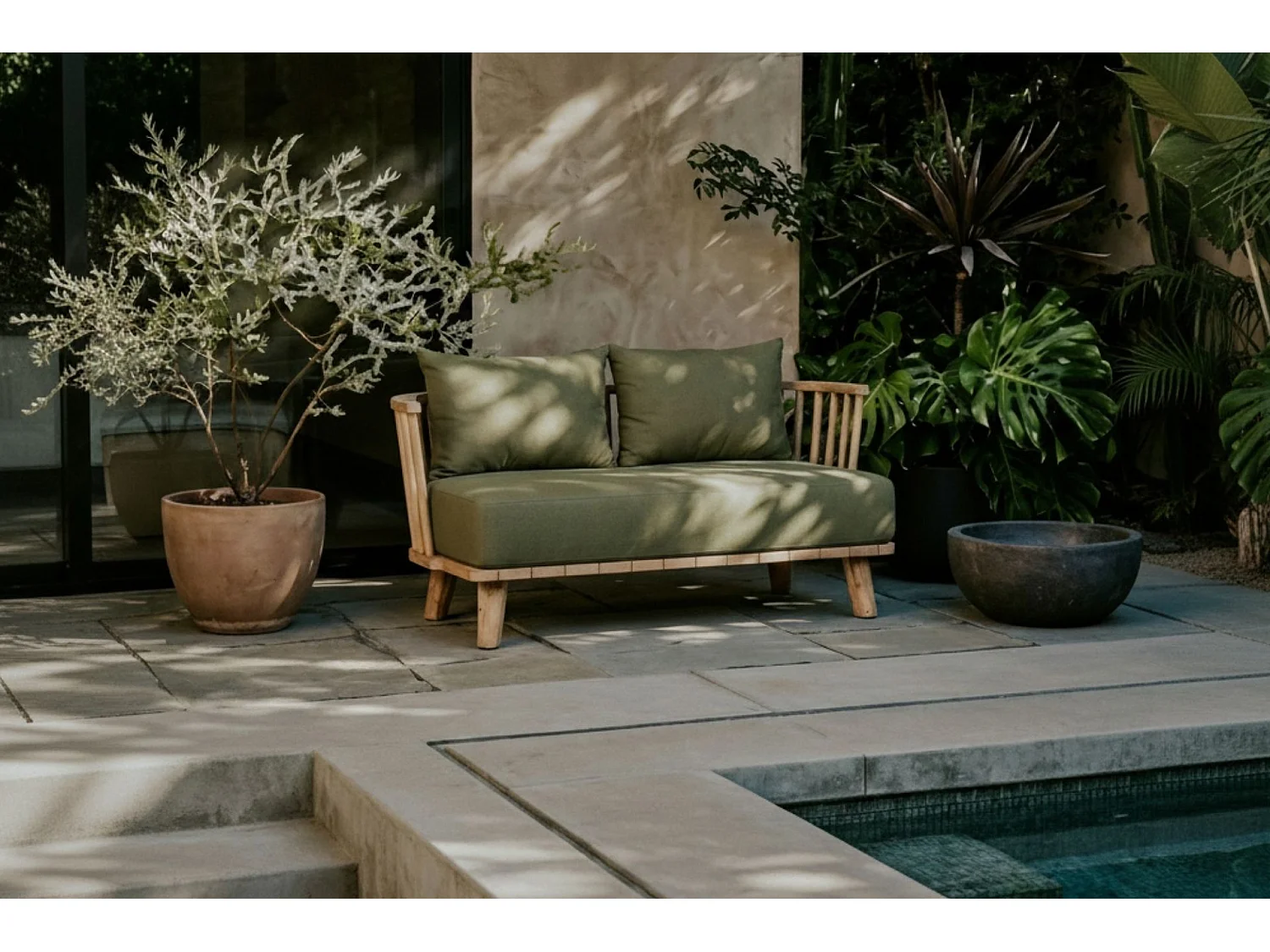 Das Malawi Zweisitzer Sofa - Grüne Alg