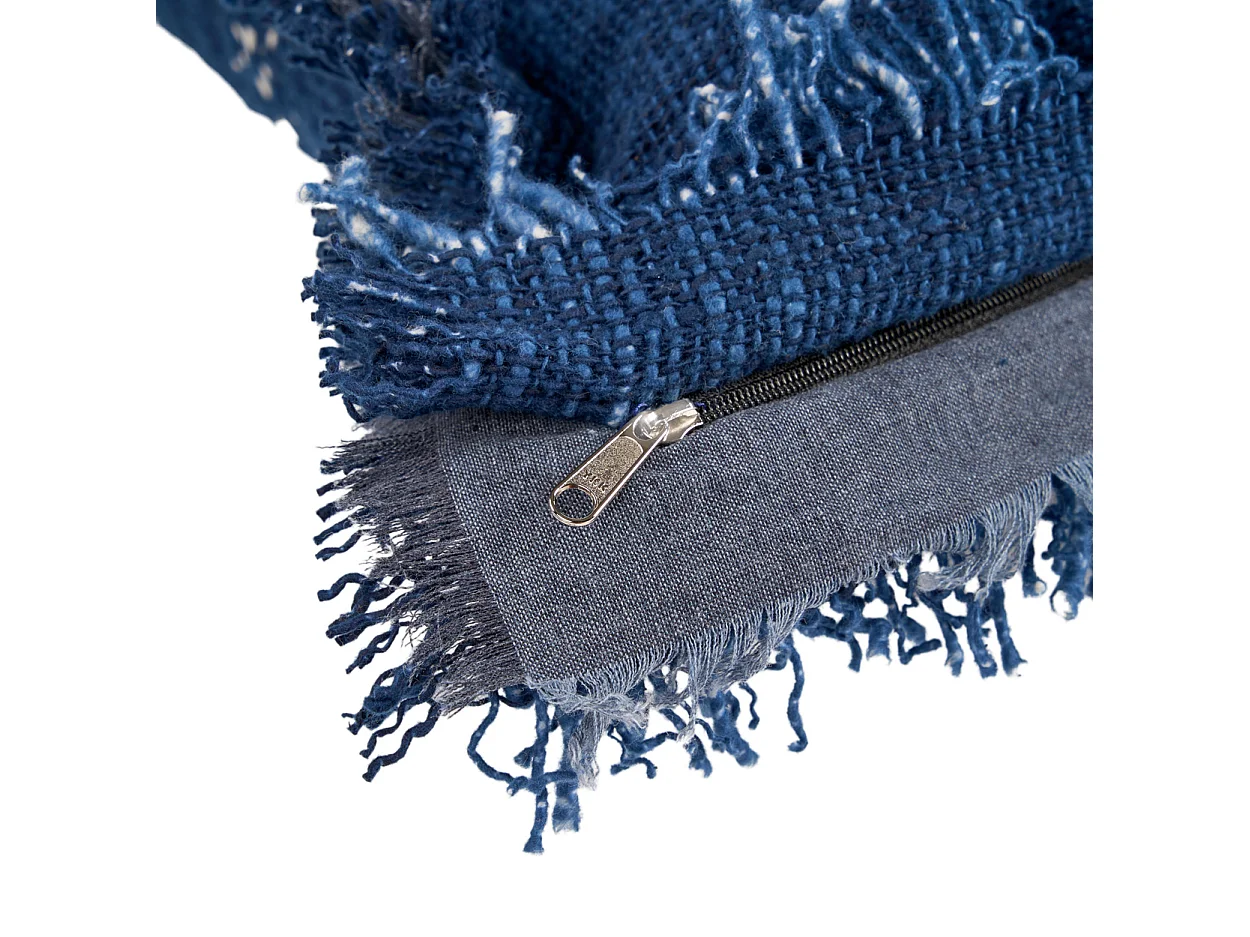 La Housse de Coussin Azure Fringe - Bleu Indien