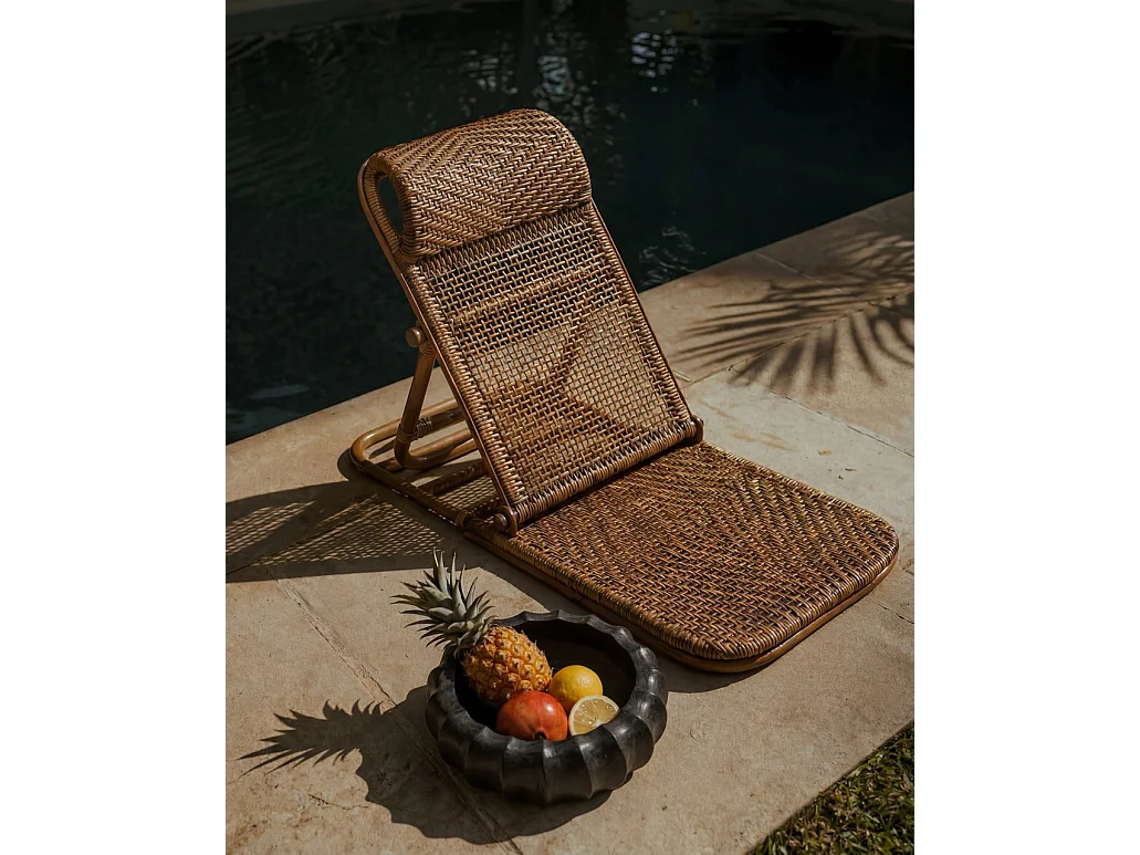 Le Fauteuil Long Rattan - Noyer Foncé