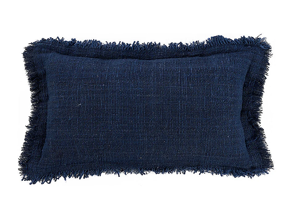 La Housse De Coussin Azure Fringe - Bleu Indien - 30x50