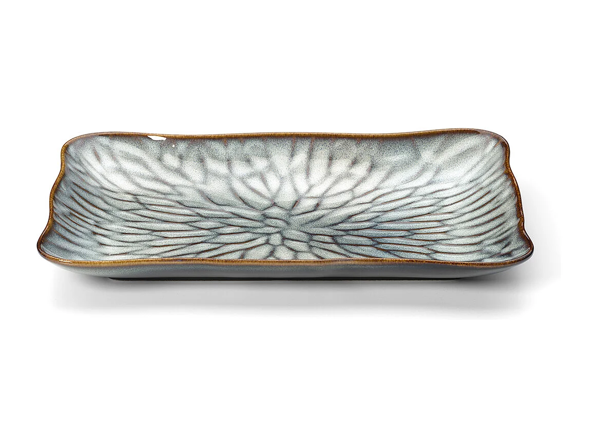 Der Lotus Ice Rechteckige Teller - Grau Braun - L