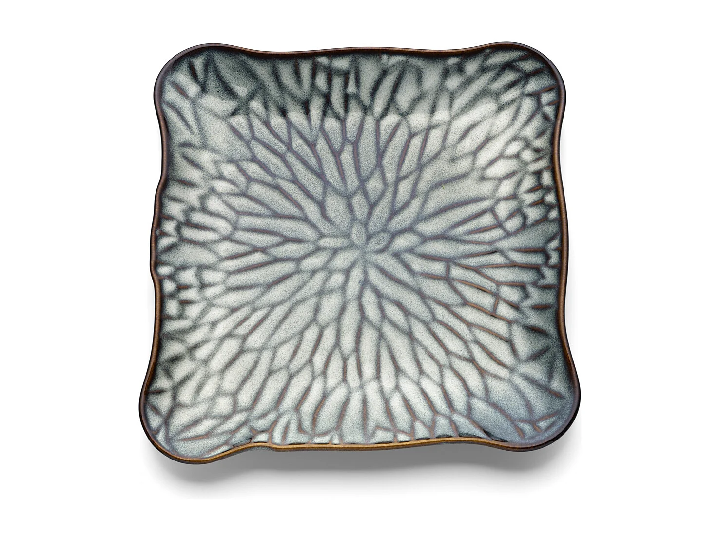 Der Lotus Ice Quadratische Teller - Grau Braun - XL
