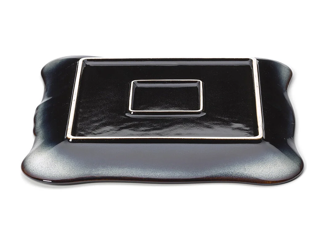 Der Lotus Ice Quadratische Teller - Grau Braun - XL