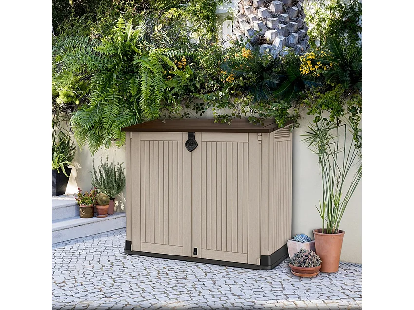 Scatola di Stoccaggio in Resina per Esterni Store It Out Midi Keter Beige - Capacità 880lt