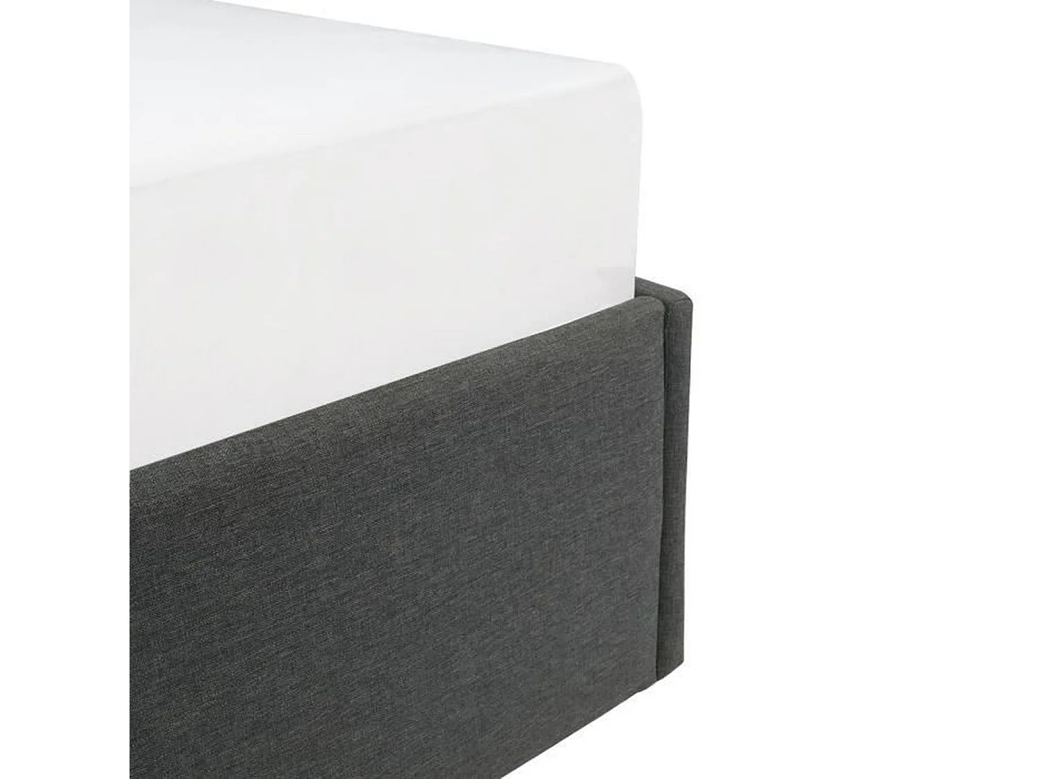 Lit coffre adulte - Tissu gris foncé - Sommier inclus - 140 x 190 cm