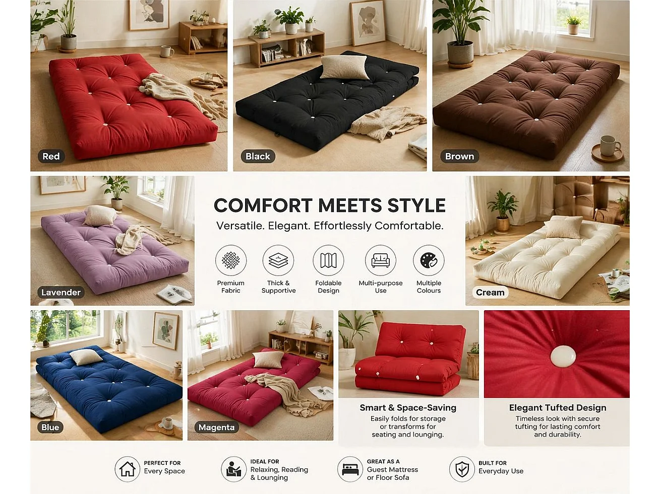 Visco Therapy Futon Mattress 10cm Single | Floor Mattress | Fibre Filled