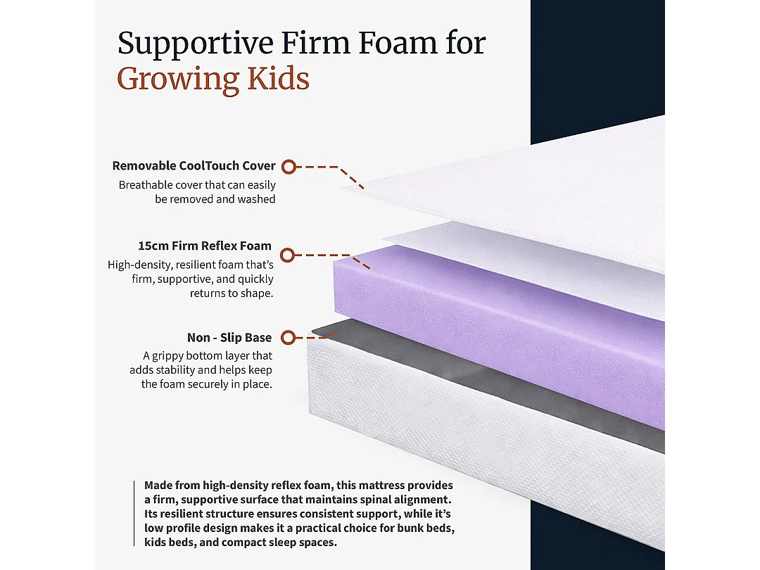 Visco Therapy Kids Orthopaedic Mattress 15cm Firm | Bunk Bed Support | UK Made