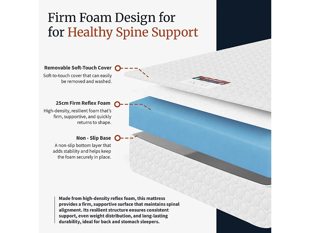 Visco Therapy Orthopaedic Foam Mattress 25cm Extra Firm | Spine Support | UK Made