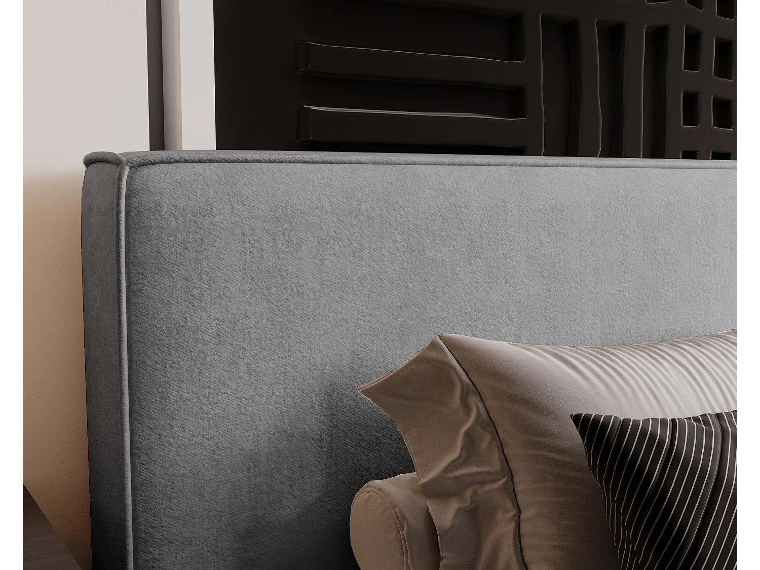 BESILIO Lit coffre 160x200 Gloria - sommier inclus, tissu doux, rangement intégré - Gris