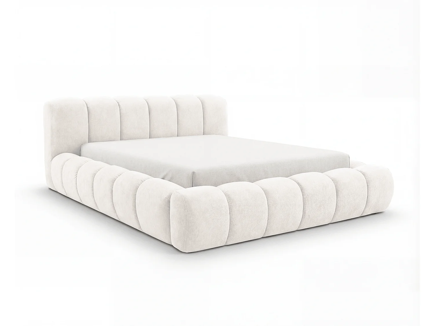 BESILIO Lit coffre 120x200 rembourré Mellio - sommier inclus, rangement, mousse épaisse - Crème