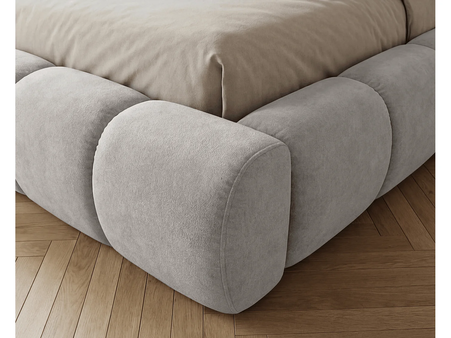 BESILIO Lit coffre 180x200 rembourré Mellio - sommier inclus, rangement, mousse épaisse - Gris