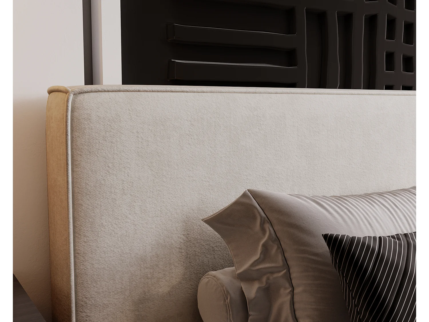 BESILIO Lit coffre 180x200 Gloria - sommier inclus, tissu doux, rangement intégré - Beige