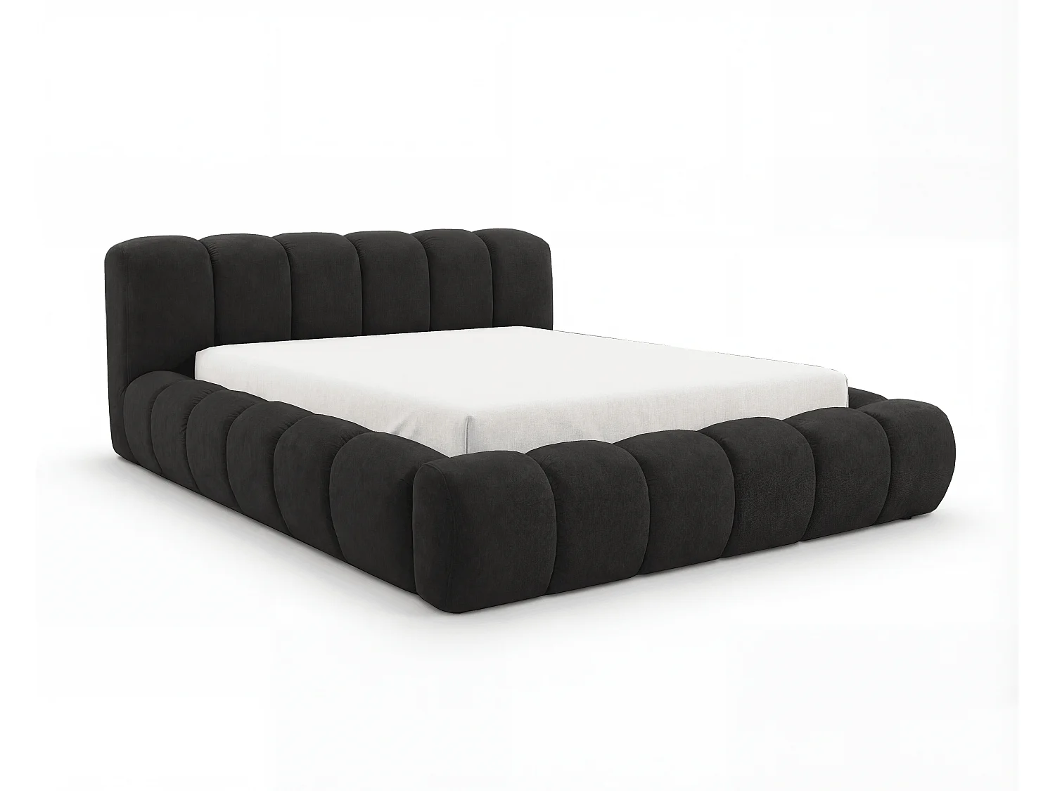 BESILIO Lit coffre 160x200 rembourré Mellio - sommier inclus, rangement, mousse épaisse - Noir