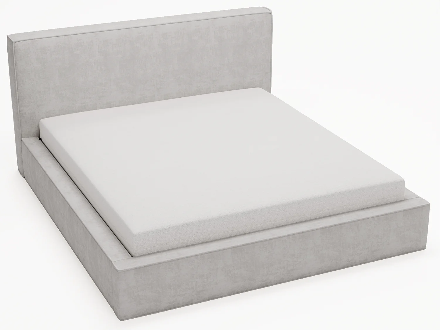 BESILIO Lit coffre 180x200 Gloria - sommier inclus, tissu doux, rangement intégré - Gris clair