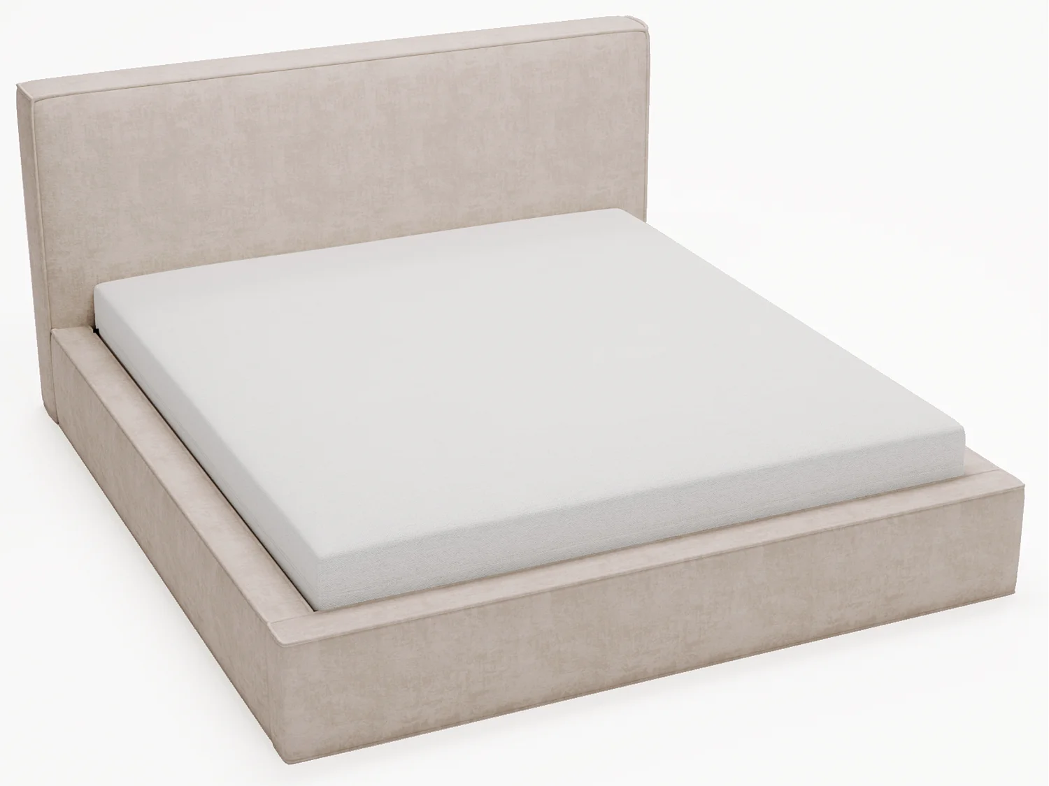 BESILIO Lit coffre 200x200 Gloria - sommier inclus, tissu doux, rangement intégré - Beige