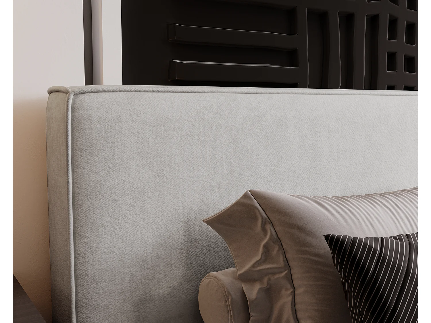 BESILIO Lit coffre 140x200 Gloria - sommier inclus, tissu doux, rangement intégré - Gris clair