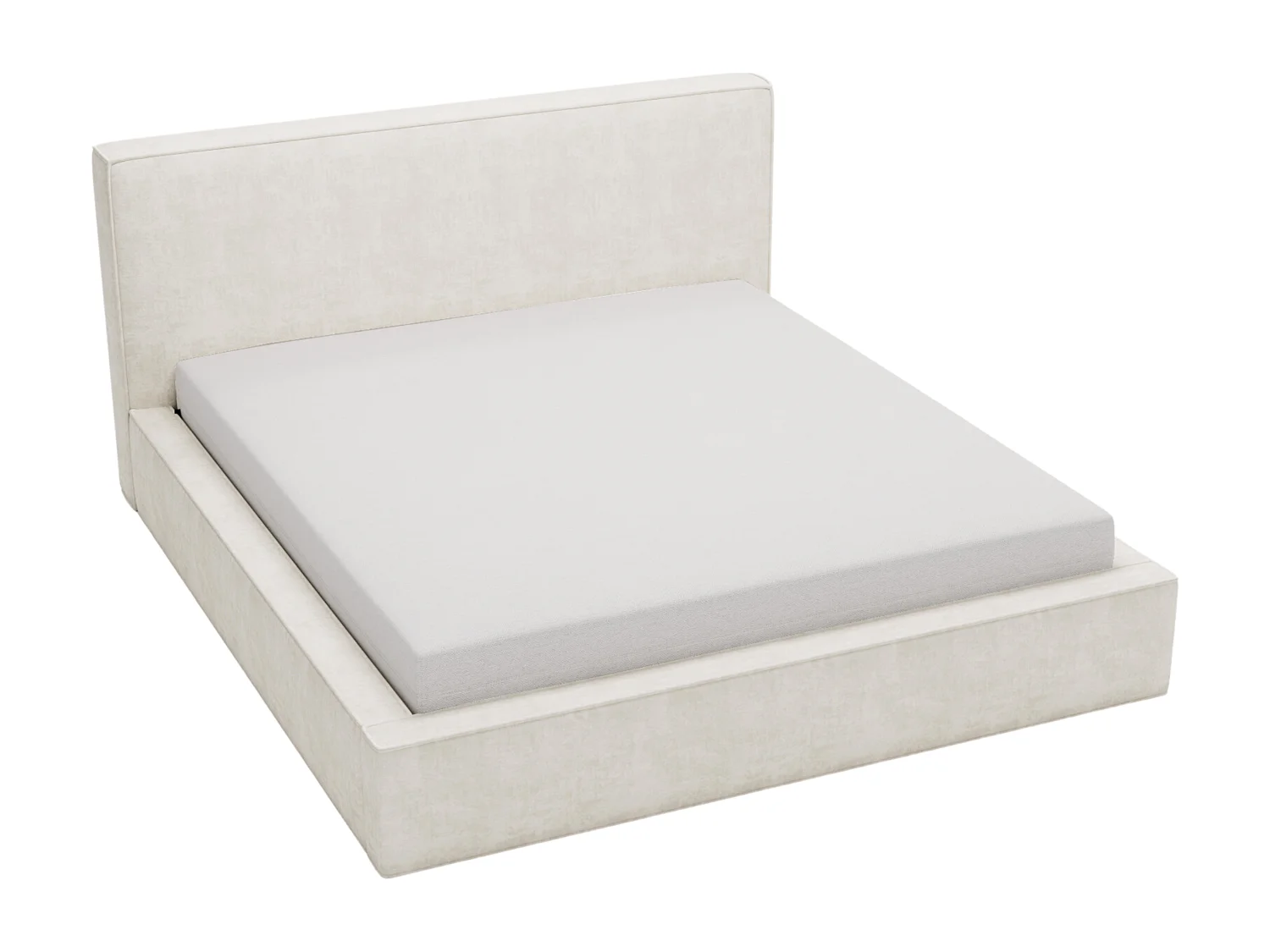 BESILIO Lit coffre 160x200 Gloria - sommier inclus, tissu doux, rangement intégré - Crème