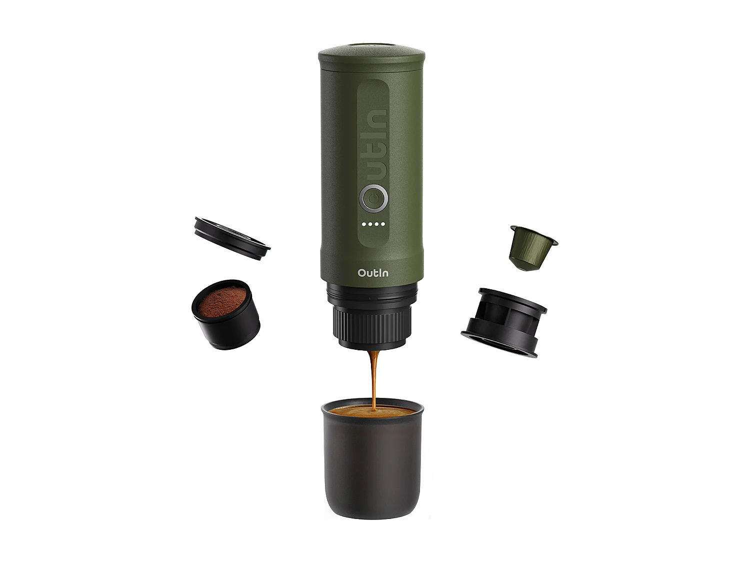 Outin Tragbare Espressomaschine Waldgrün - NANO-01-FG