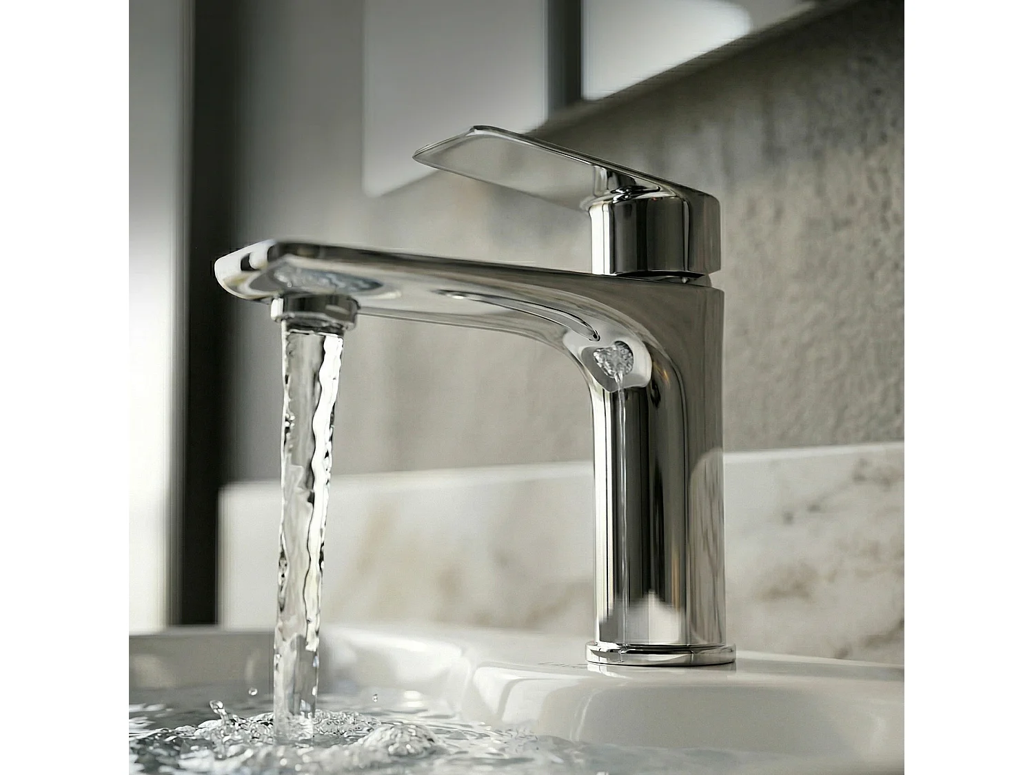 Mitigeur lavabo bas salle de bain chromé monocommande AXON