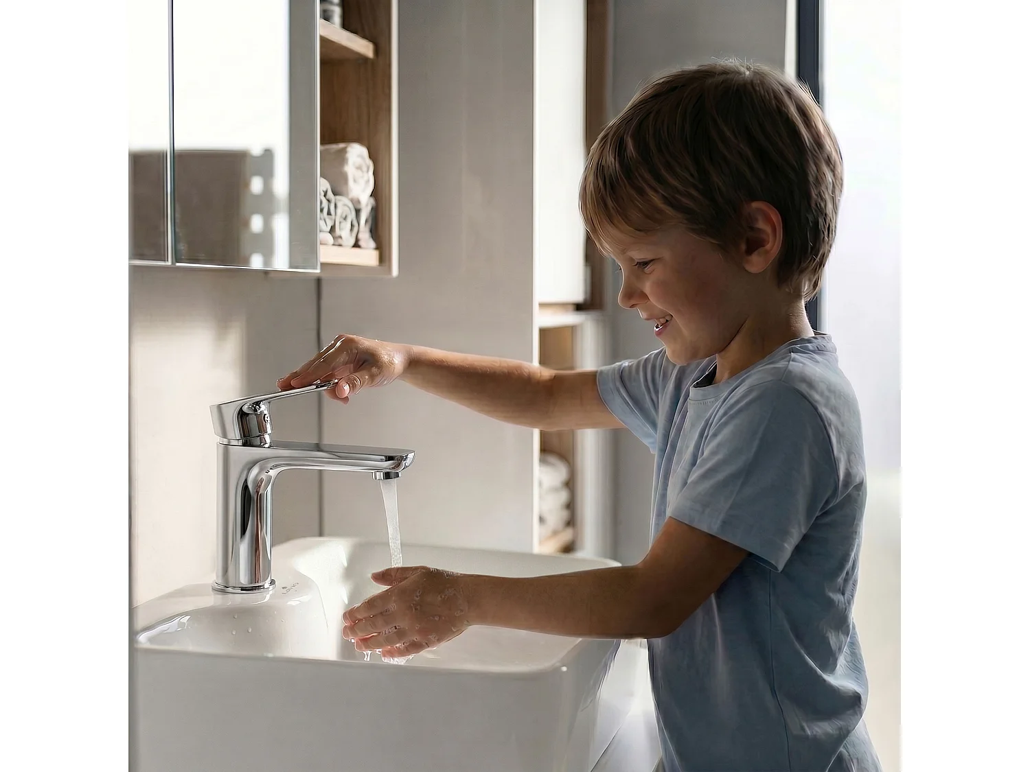 Mitigeur lavabo bas salle de bain chromé monocommande AXON