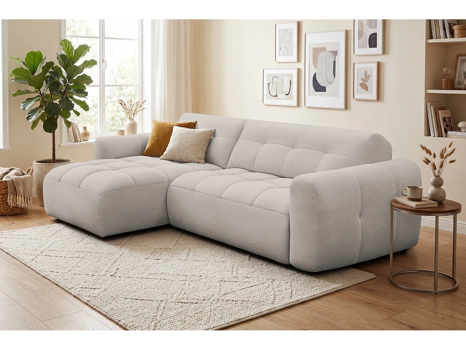 Ecksofa 4-Sitzer links LUMERO, beige