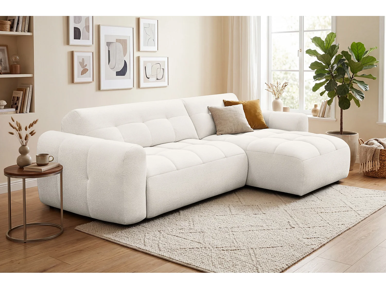 Ecksofa 4-Sitzer rechts LUMERO, creme