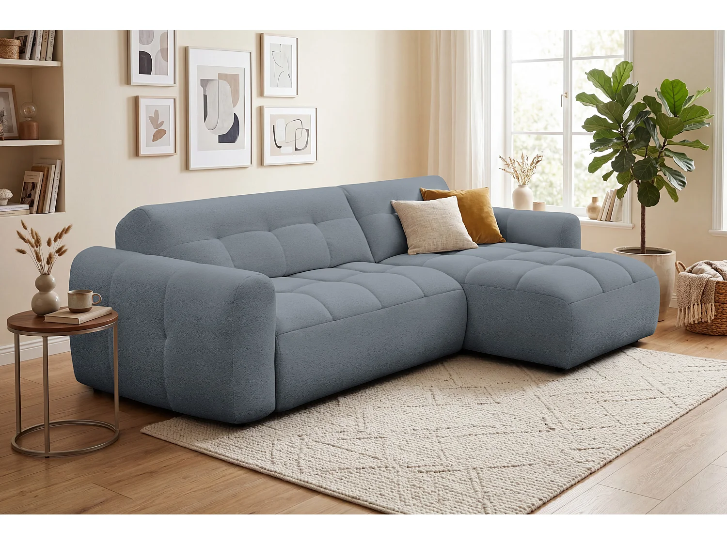 Ecksofa 4-Sitzer rechts LUMERO, graphitfarben