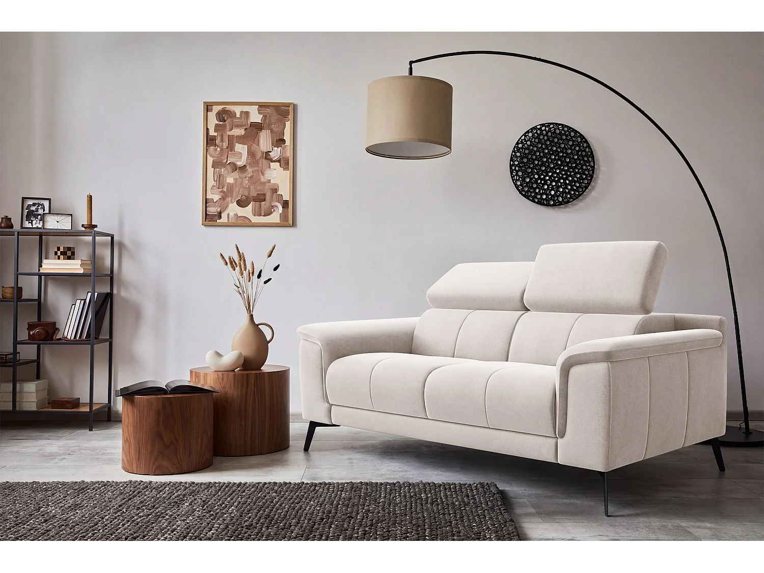 Sofa 2-Sitzer FIERO, Beiger Veloursstoff