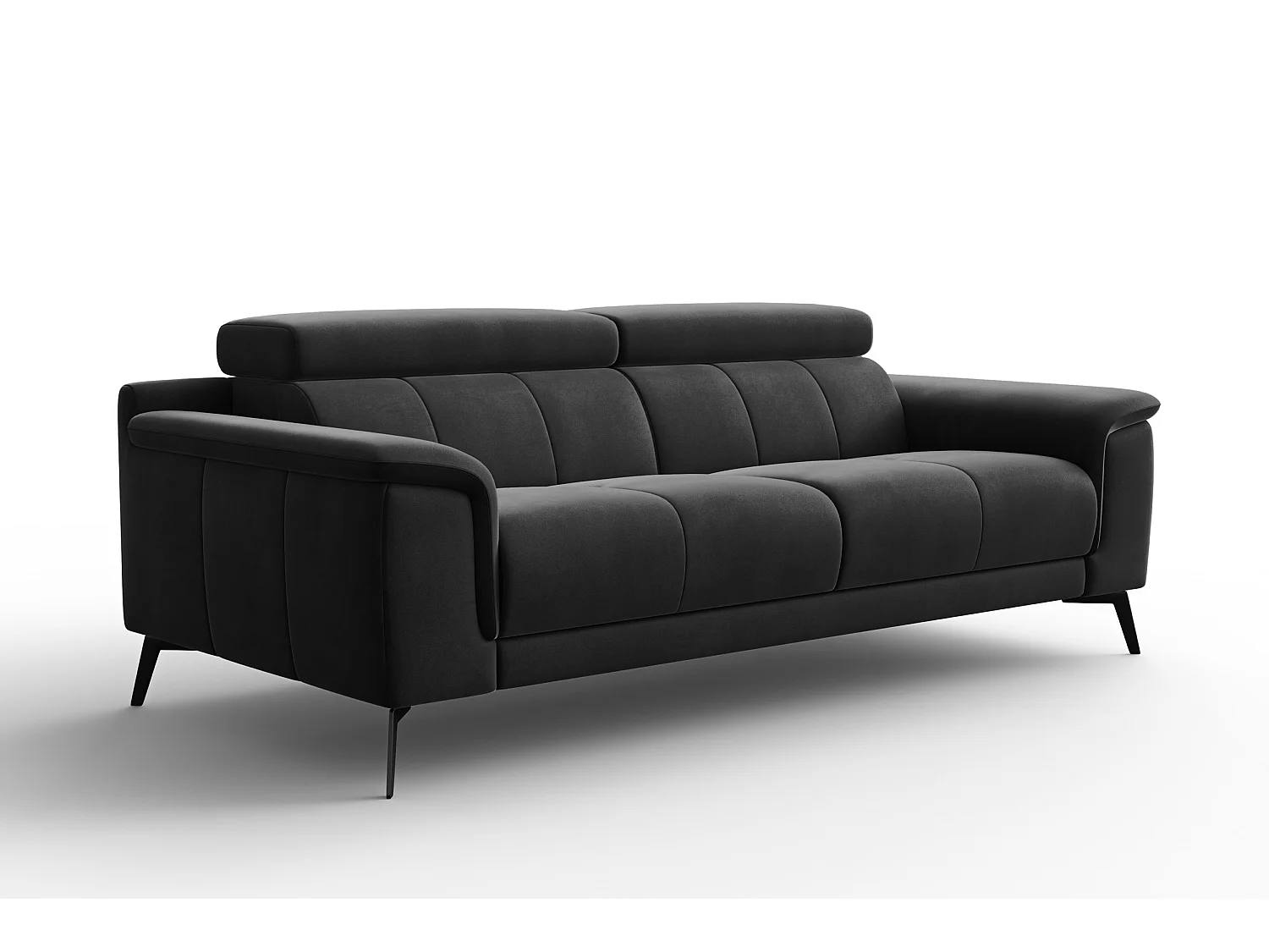 Sofa 3-Sitzer FIERO, Schwarzer Veloursstoff