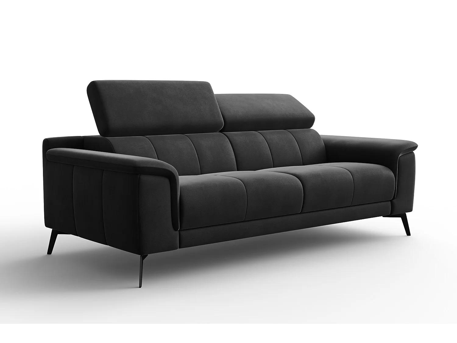 Sofa 3-Sitzer FIERO, Schwarzer Veloursstoff