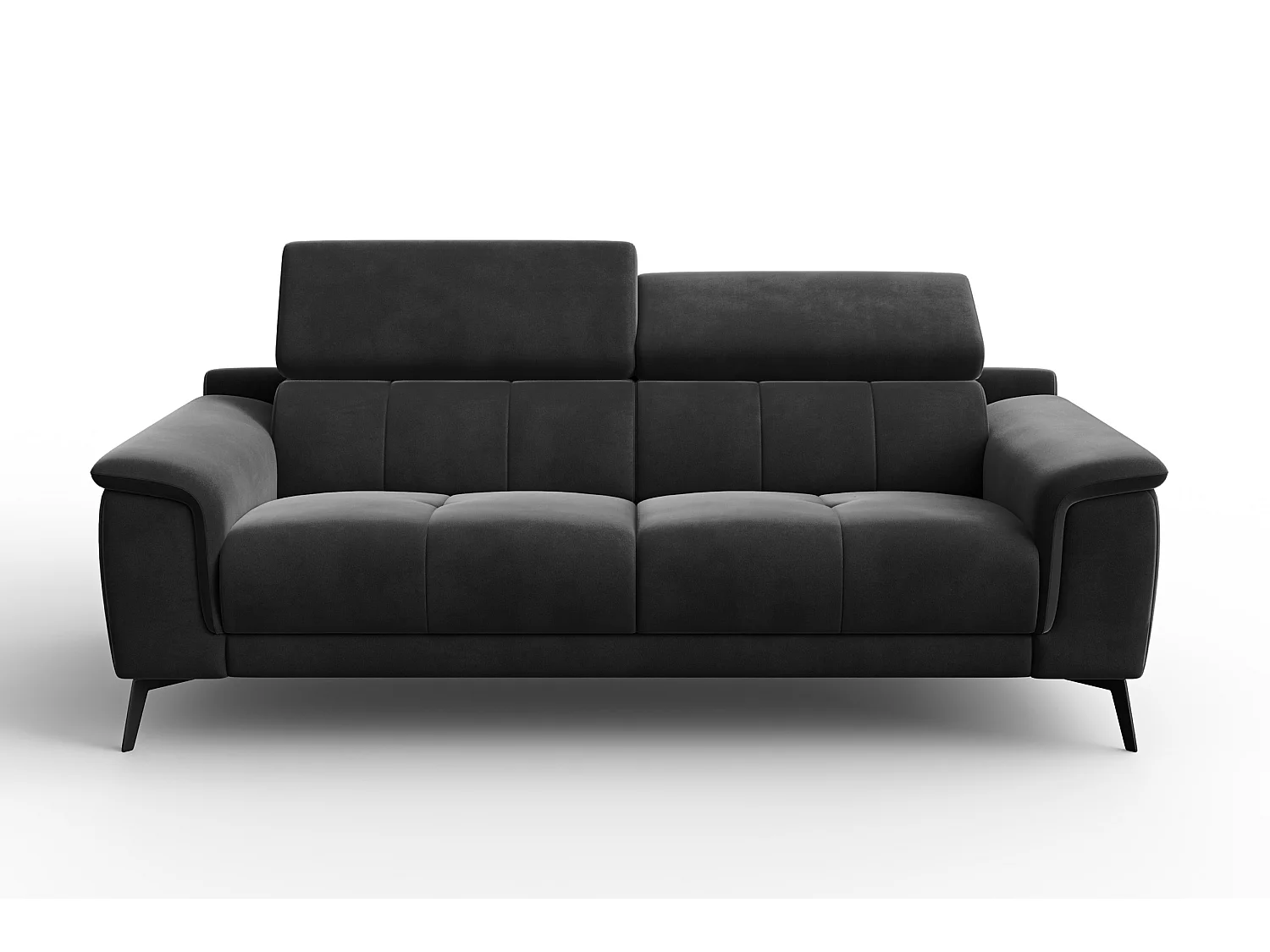 Sofa 3-Sitzer FIERO, Schwarzer Veloursstoff