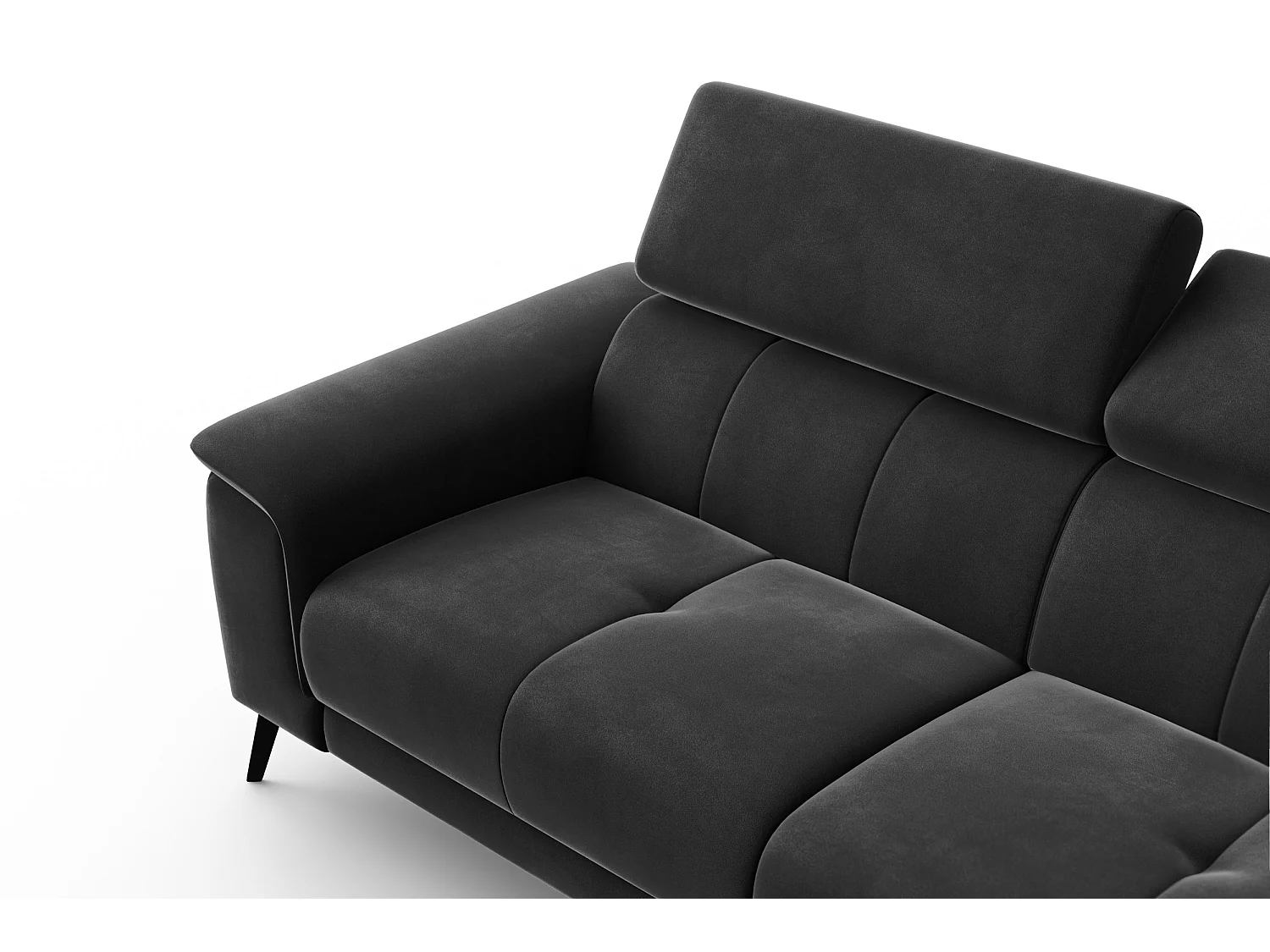 Sofa 3-Sitzer FIERO, Schwarzer Veloursstoff