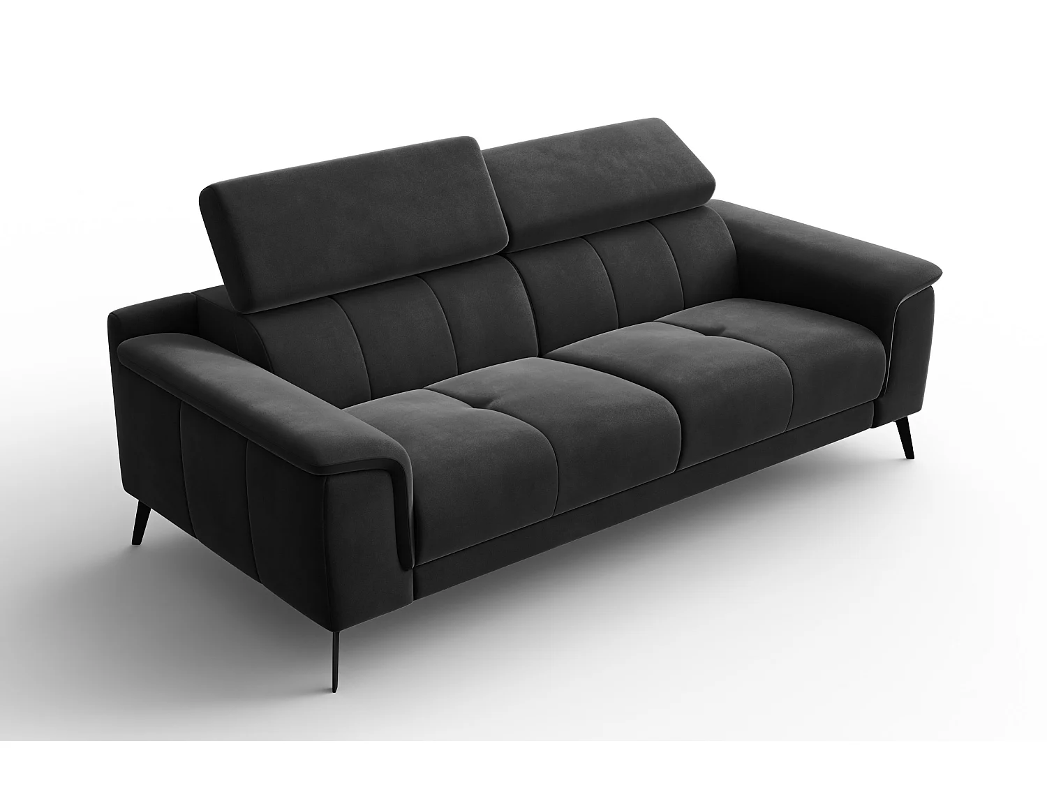 Sofa 3-Sitzer FIERO, Schwarzer Veloursstoff
