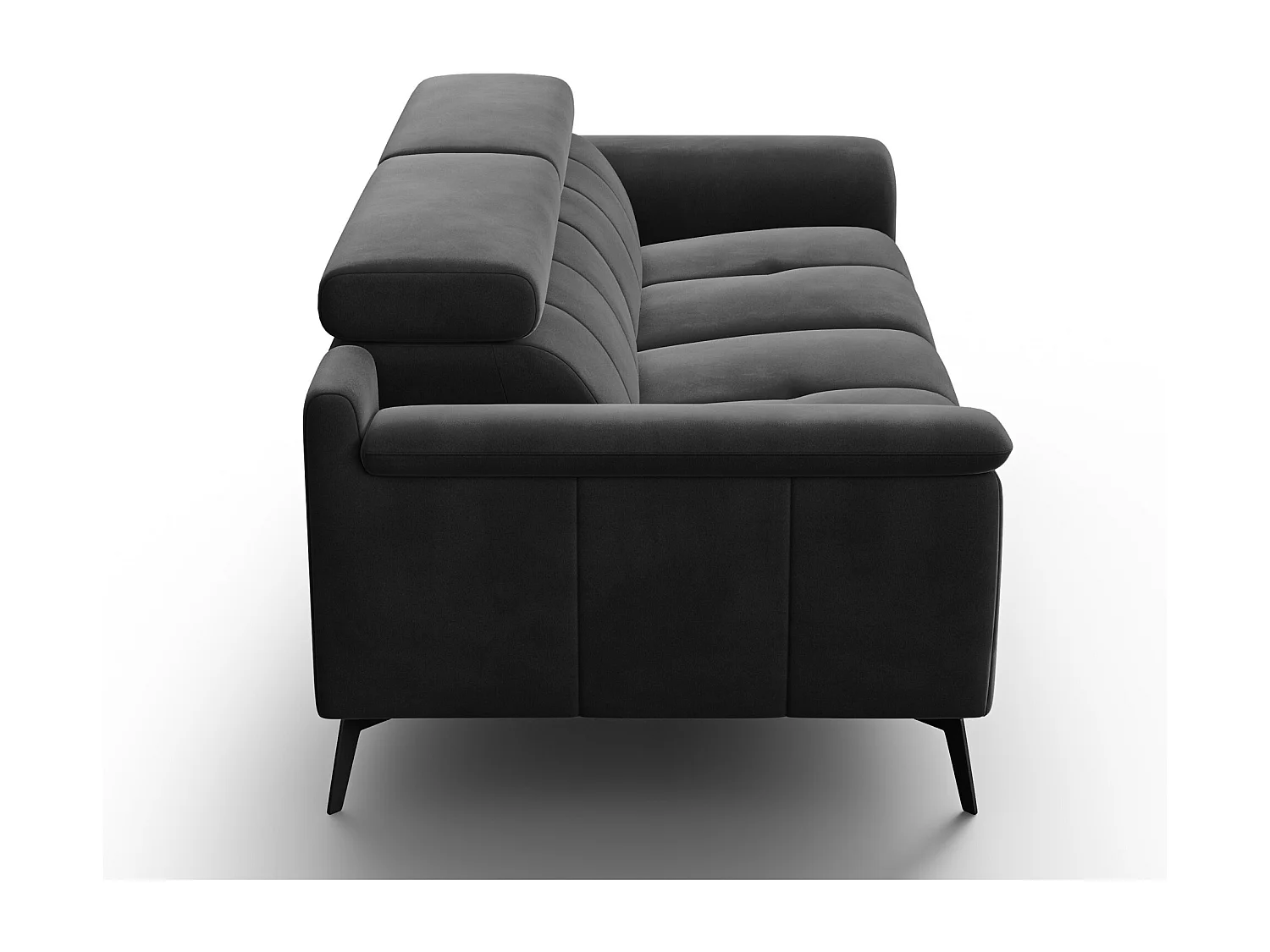 Sofa 3-Sitzer FIERO, Schwarzer Veloursstoff