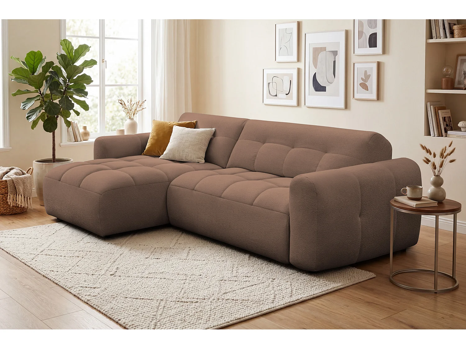 Ecksofa 4-Sitzer links LUMERO, braun