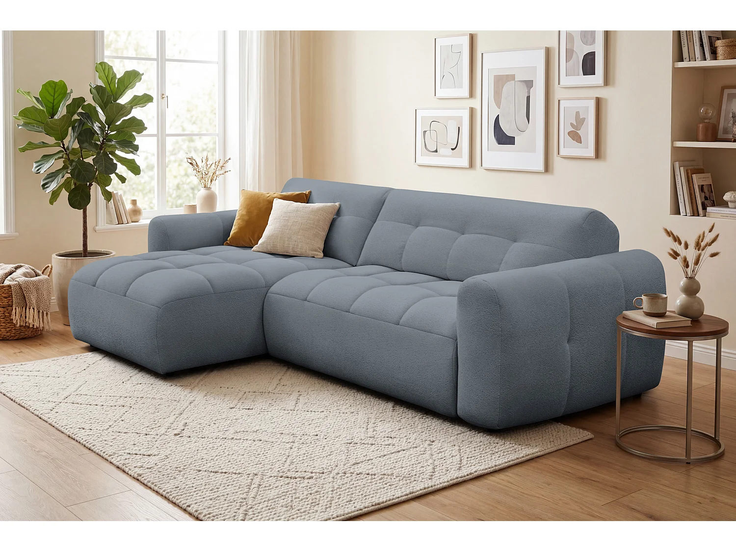 Ecksofa 4-Sitzer links LUMERO, graphitfarben