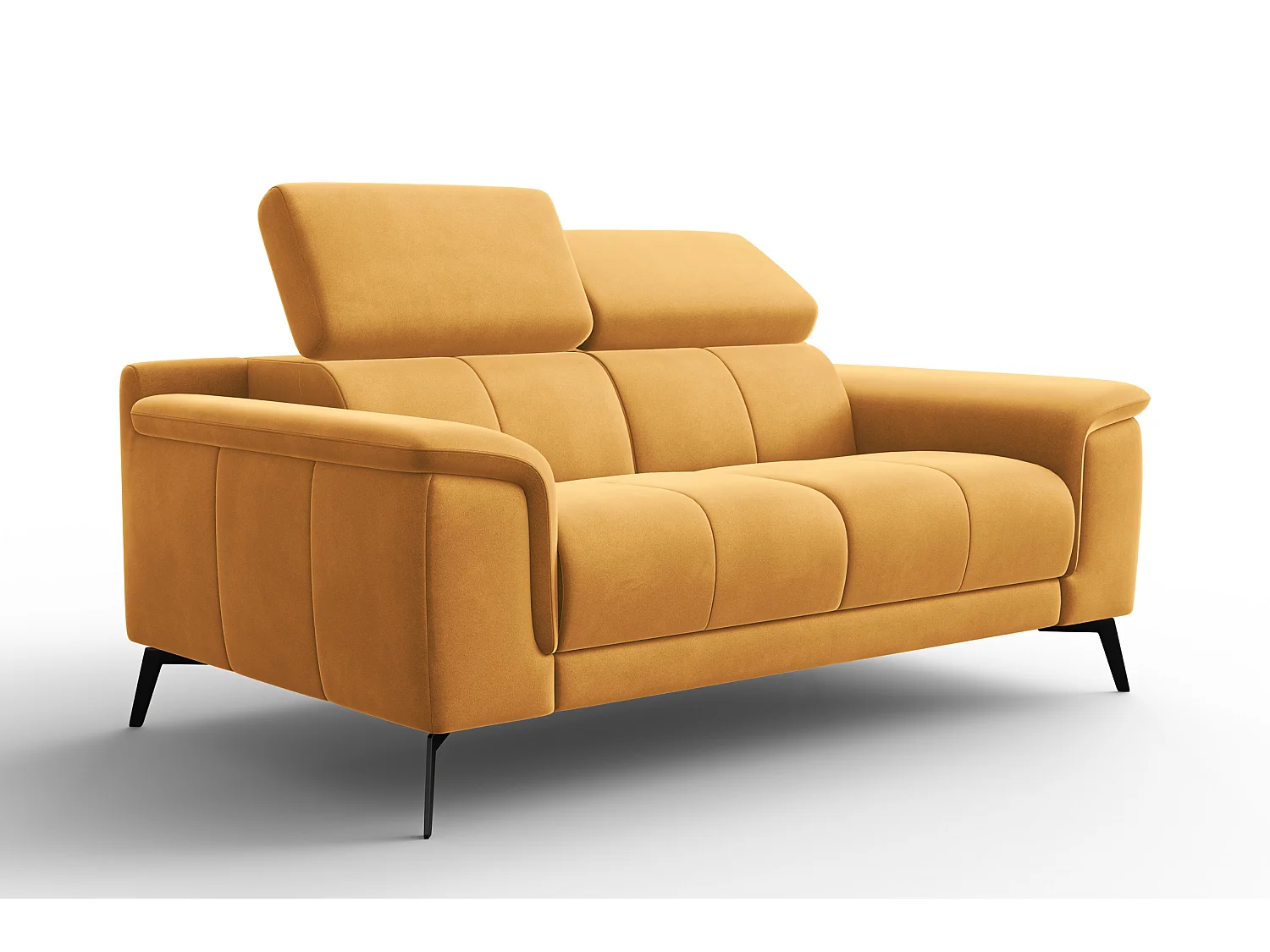 Sofa 2-Sitzer FIERO, Gelber Veloursstoff