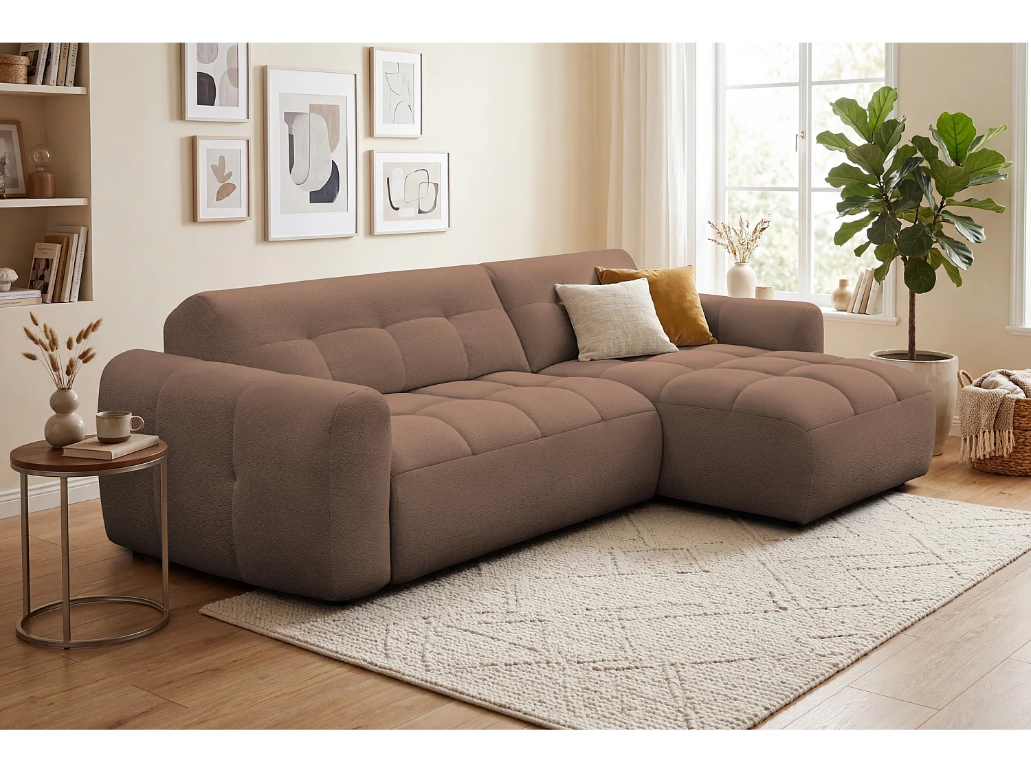 Ecksofa 4-Sitzer rechts LUMERO, braun
