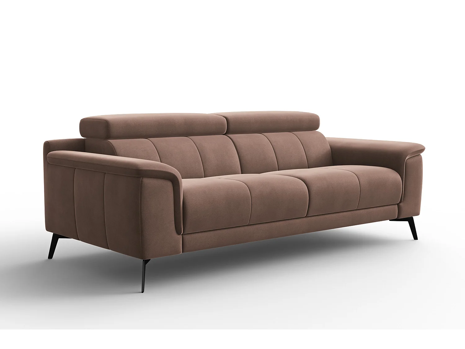Sofa 3-Sitzer FIERO, Brauner Veloursstoff