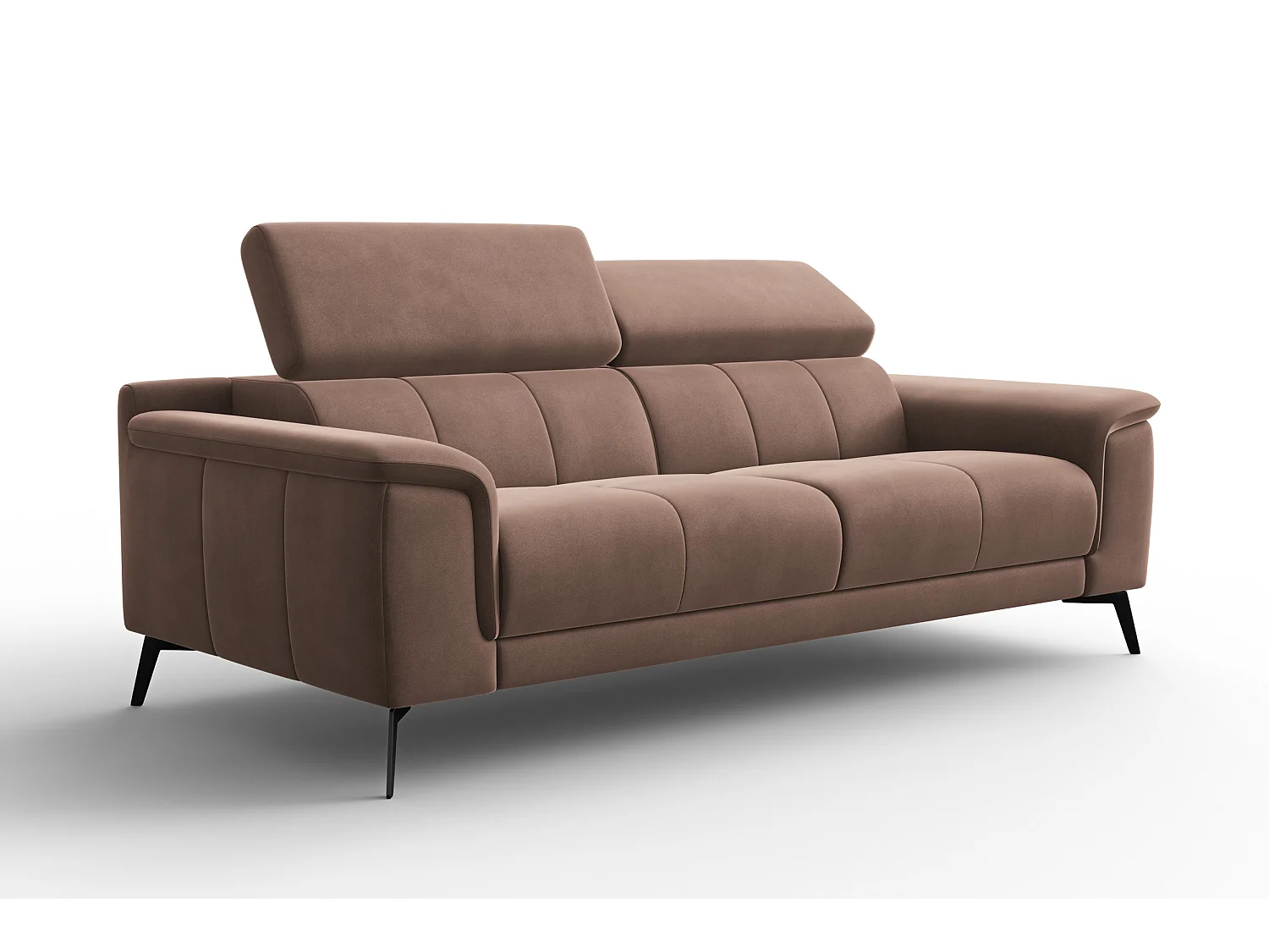 Sofa 3-Sitzer FIERO, Brauner Veloursstoff