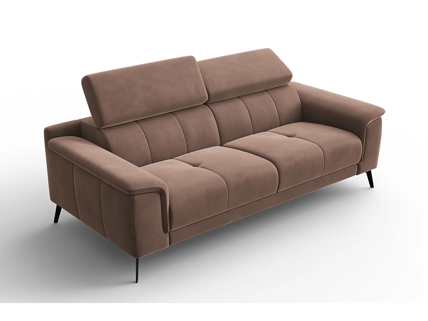 Sofa 3-Sitzer FIERO, Brauner Veloursstoff