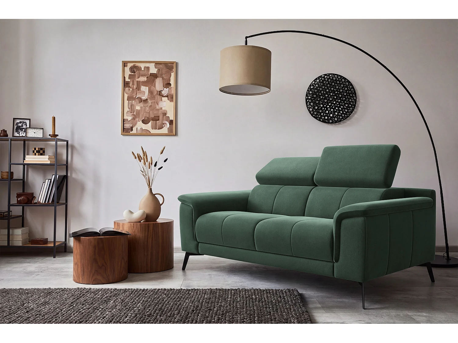 Sofa 2-Sitzer FIERO, Grüner Veloursstoff
