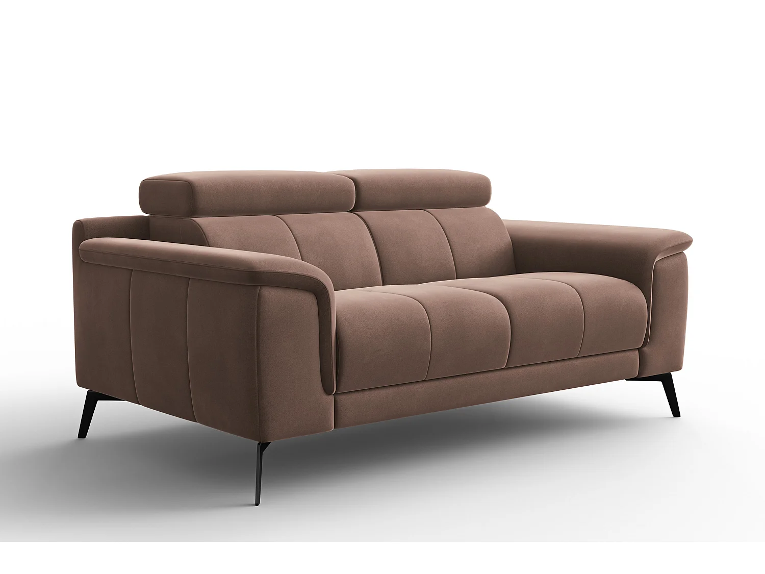 Sofa 2-Sitzer FIERO, Brauner Veloursstoff