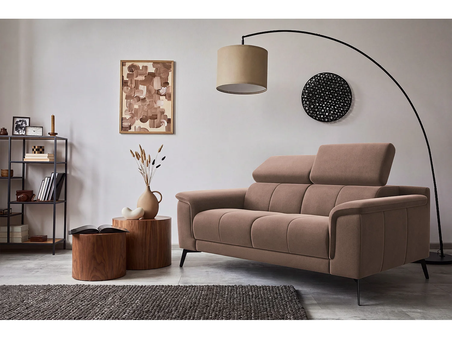 Sofa 2-Sitzer FIERO, Brauner Veloursstoff