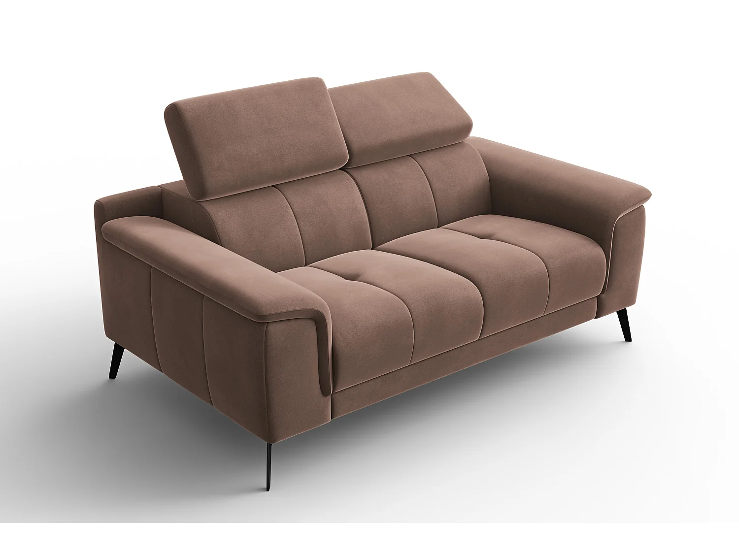 Sofa 2-Sitzer FIERO, Brauner Veloursstoff