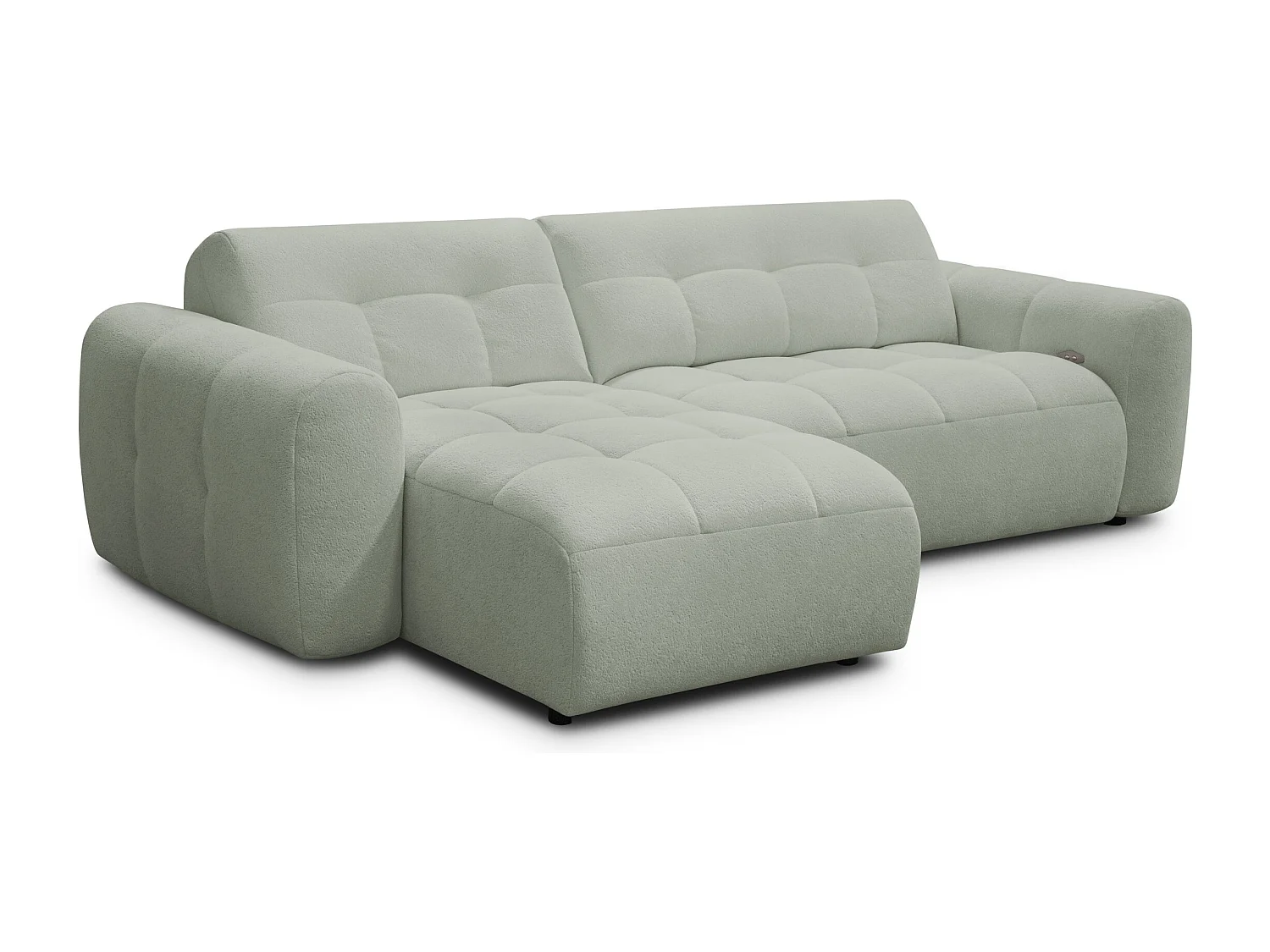 Ecksofa 4-Sitzer links LUMERO, hellgrün