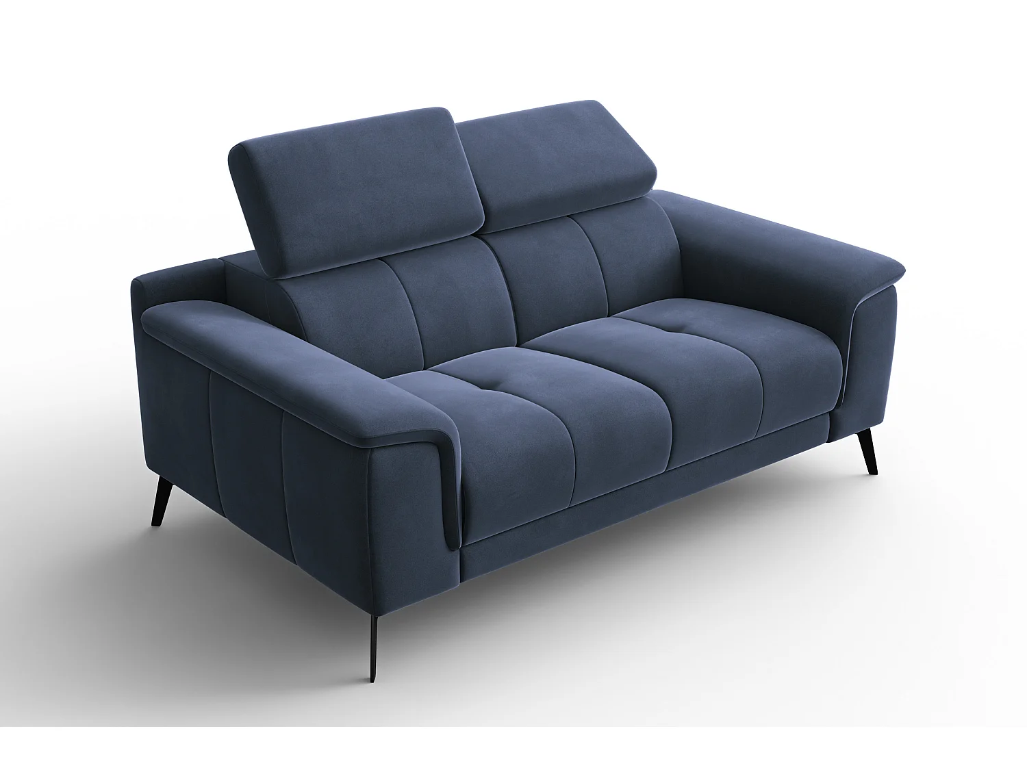 Sofa 2-Sitzer FIERO, Marineblauer Veloursstoff